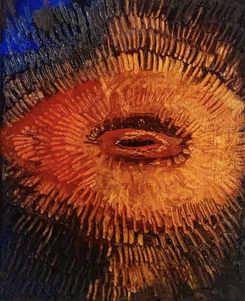 Ursprung. 2025. Öl auf Blattgold auf Leinwand, 26 x 21 cm Kunstwerk Blattsilber 2024 - Uta Schotten