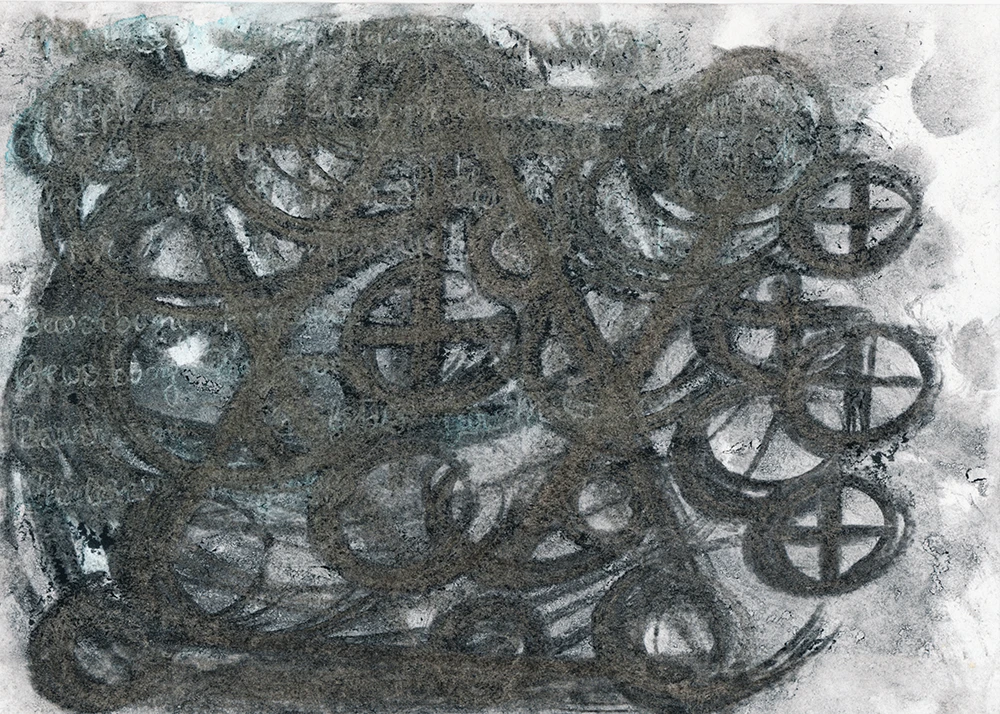 Genesis 2026. Kohle und Tinte auf Papier. 14,8 x 21 cm Genesis 2026. Kohle und Tinte auf Papier. 14,8 x 21 cm