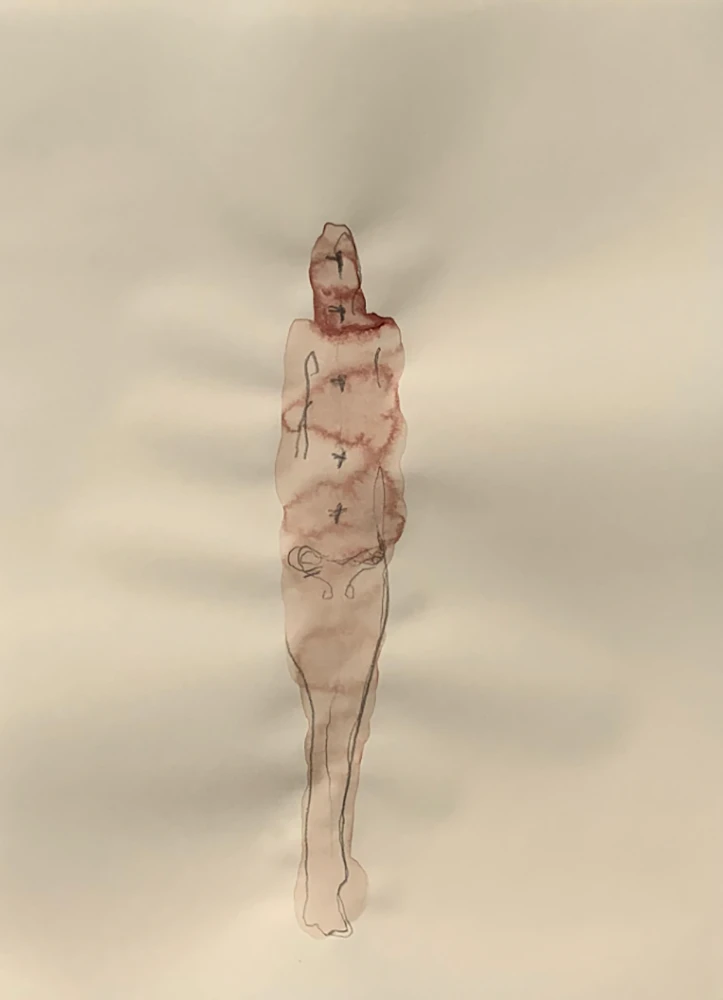 Tetelestai 2020. Blut auf Papier, 29,7 x 21 cm Tetelestai 2020. Blut auf Papier, 29,7 x 21 cm